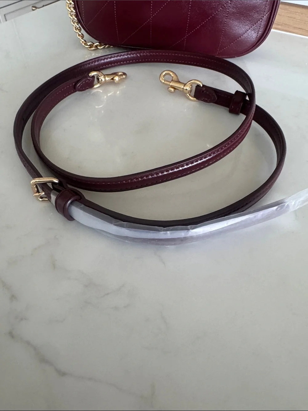 NEW Coach Teri Mini Quilted Crossbody Bag in Burgundy with Gold Hardware